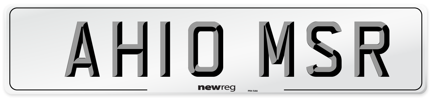 AH10 MSR Number Plate from New Reg